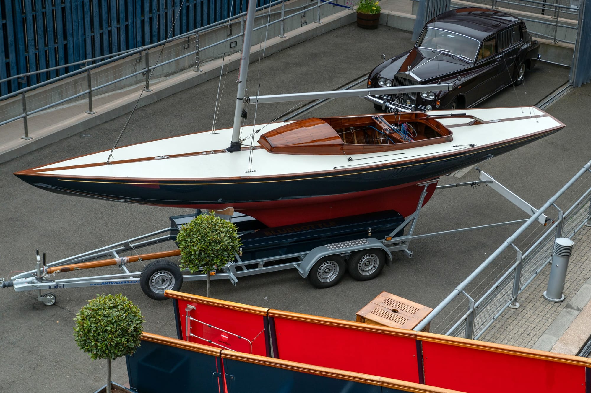Restored racing yacht Bluebottle arrives at Royal Yacht Britannia